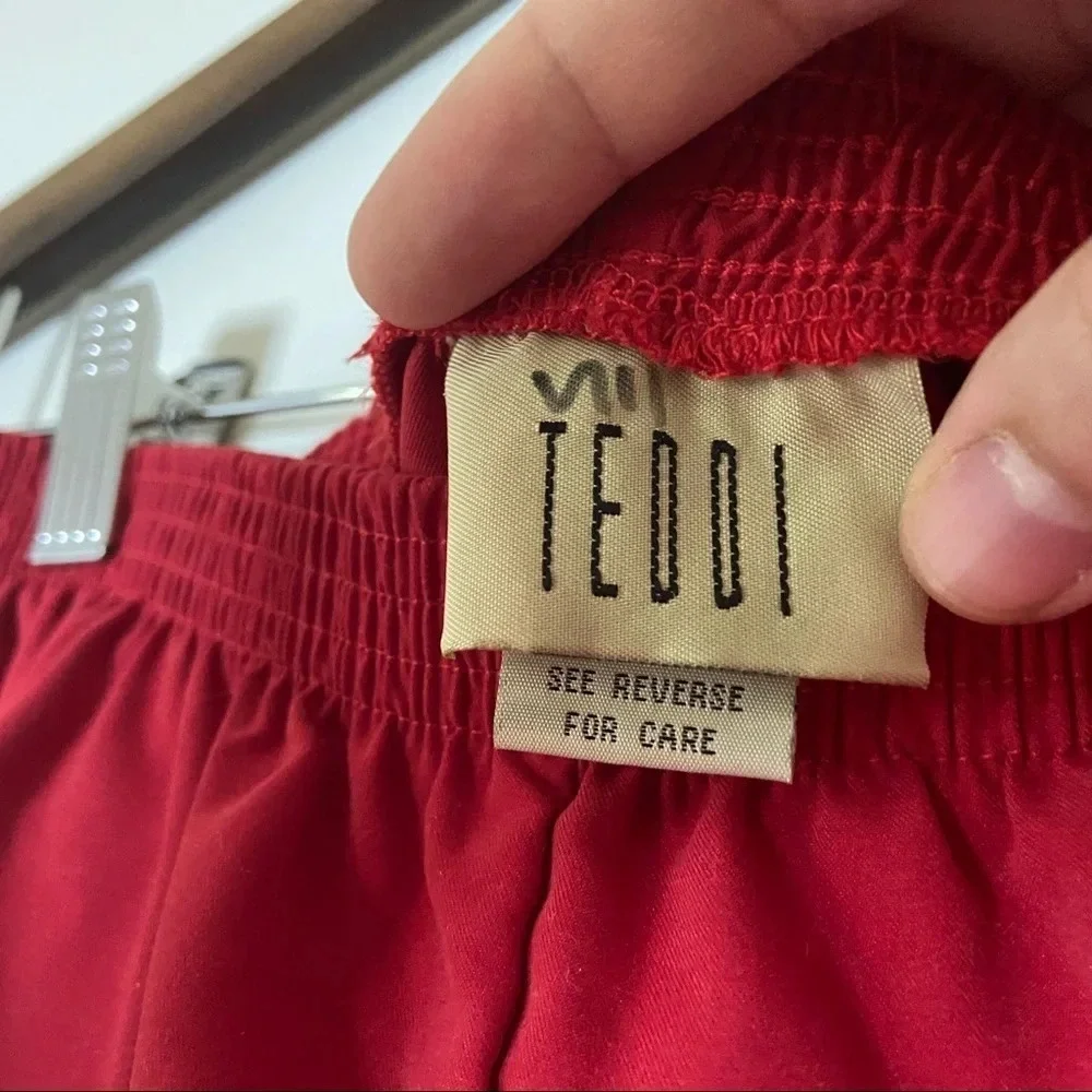 Vintage TEDDI Joggers Streetwear Gorpcore Pants Pull On Red Athletic 80’s XL